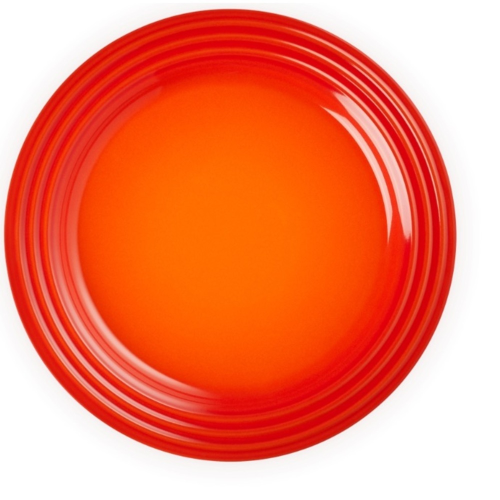 LE CREUSET 4 DINNER PLATES VANCOUVER ORANGE